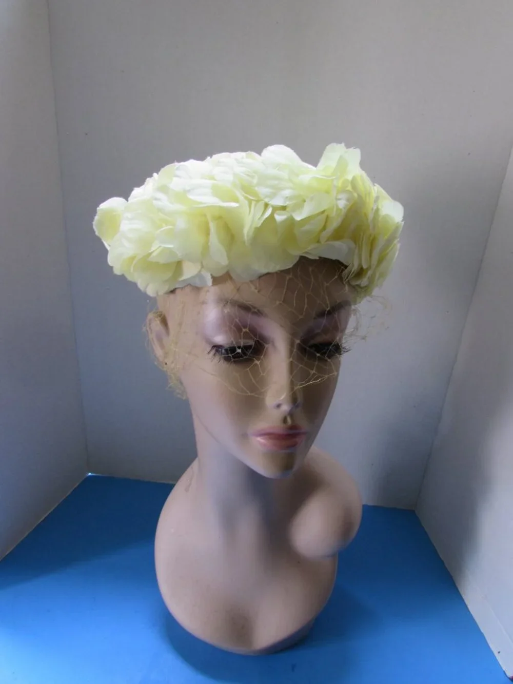 Vintage Hat Lemon Yellow Petals Yellow Veil Original Caroline